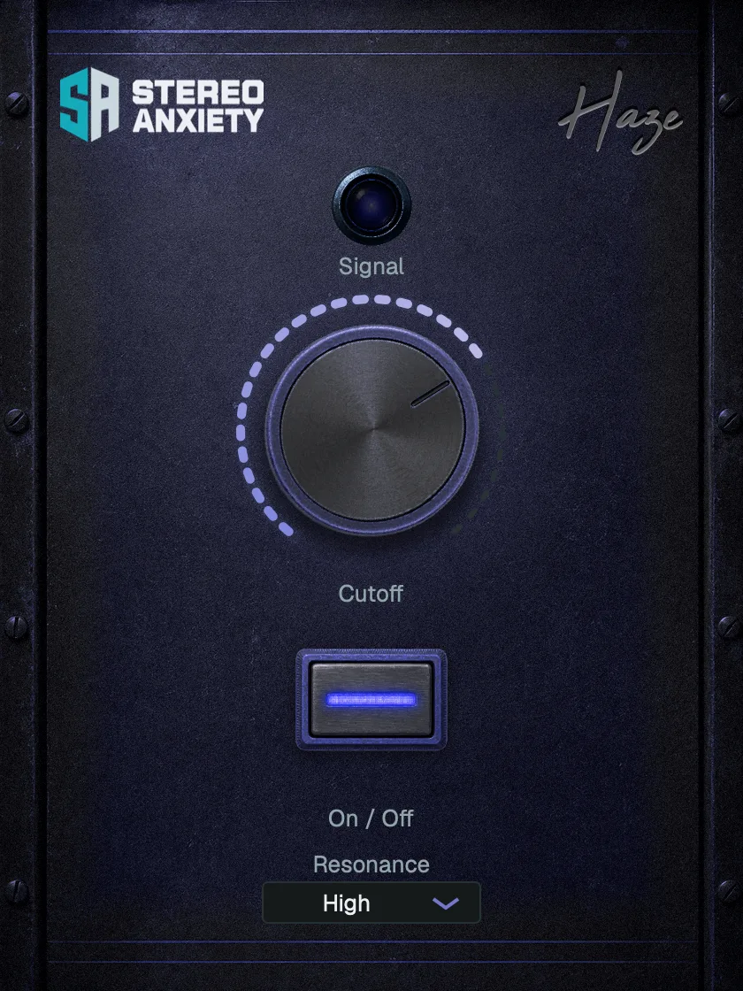 Haze resonant filter plugin - Cutoff knob, Resonance selector and Signal lamp