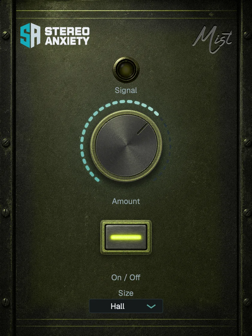 Mist reverb plugin - Amount knob and Room/Hall/Cathedral size switch